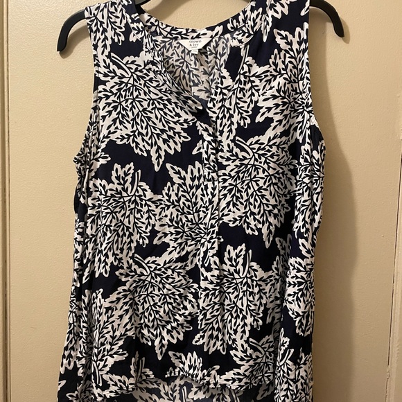 Petite Large Dark Navy and White Blouse - Picture 3 of 5